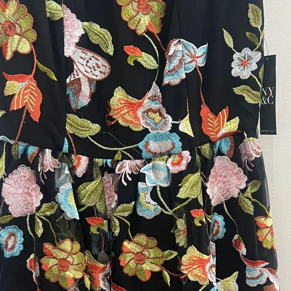 New York & Company Black Dress with Colorful Floral Design - Picture 5 of 10